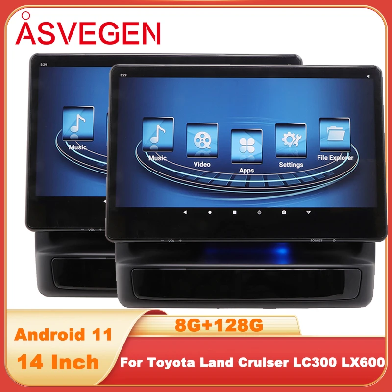 

14" Android 11 Car Headrest Monitor For Toyota Land Cruiser LC300 LX600 2022 WIFI Bluetooth USB Airplay Tablet 2 Screens