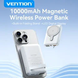 Vention 10000mAh Power Bank Magnetic Portable PD 22.5W Wireless Fast Charging Mini PowerBank for iPhone 15 Pro Max 14 13 12 X 8