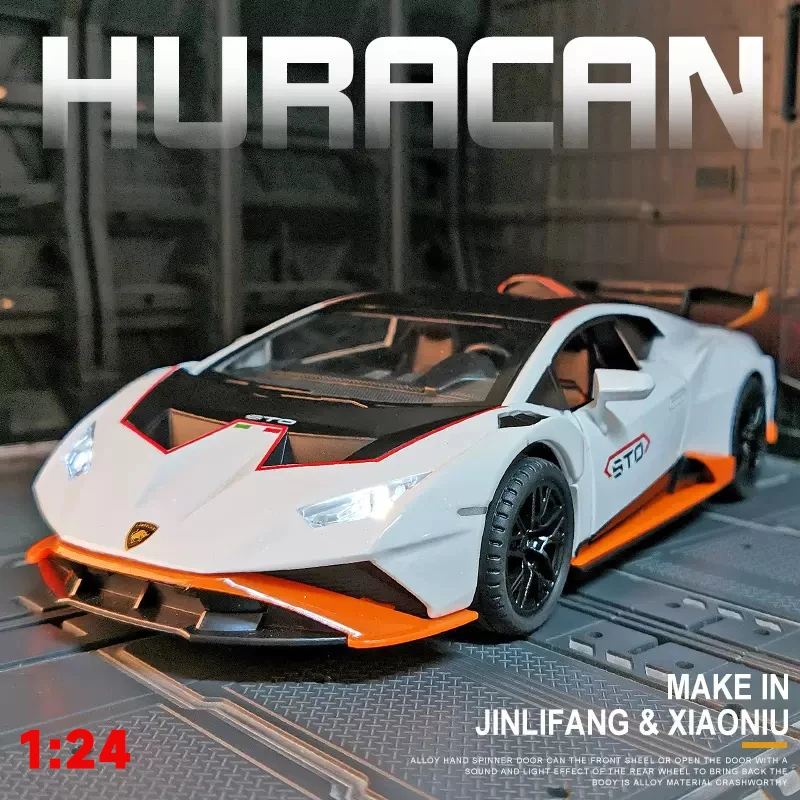 

1:24 Diecast Alloy Model Car Simulation Huracan STO Supercar Miniature Metal Vehicle Children Collectible Gift Boy Christmas Toy
