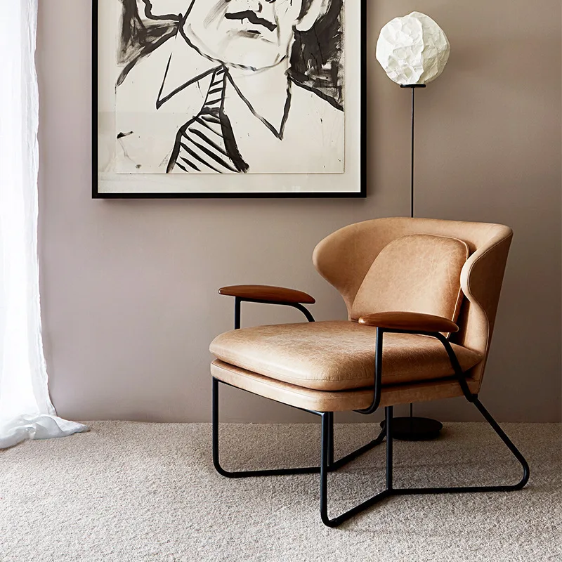 Nordic modern simple living room single leisure chair single sofa light luxury wrought iron tiger chair designer sofa chair