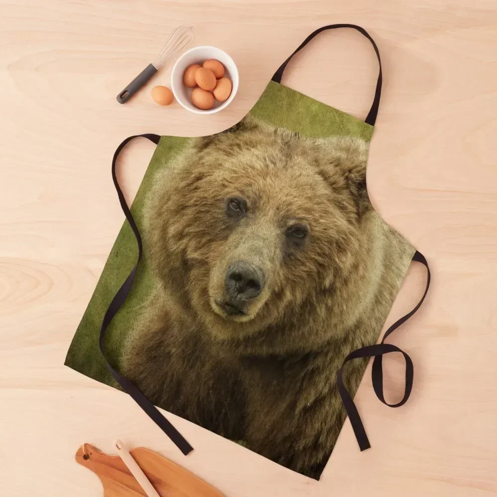 

Grizzly Bear - Vintage Design Apron nail tech supplies for kitchen useful cleanings Apron