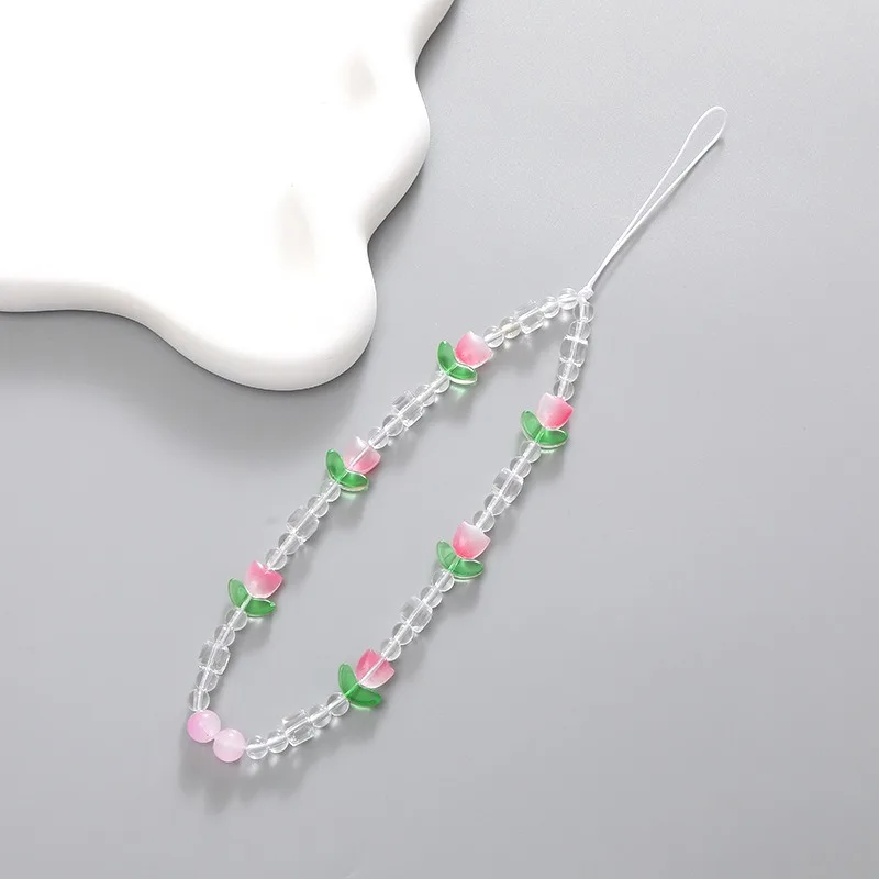 Cute Crystal Bow Mobile Phone Lanyard DIY Handmade Beads Phone Strap Chain Pendant Earphone Case Hanging Rope Cellphone Pendant