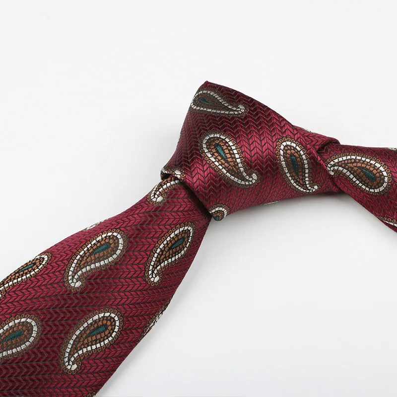 New British tie men's brown retro khaki hand printed shirt striped cashew flower high-end tie in stock