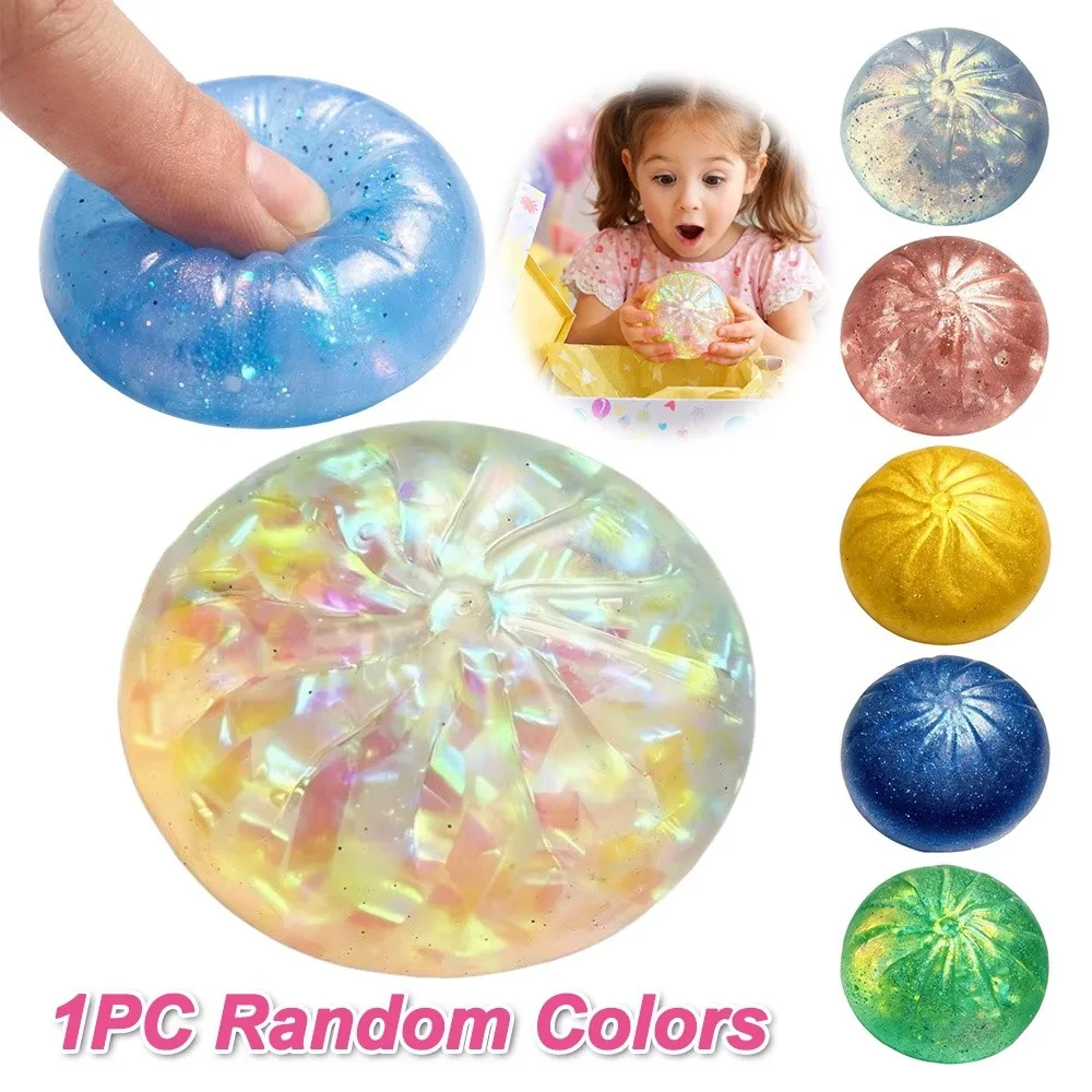 

Glitter Dumplings Squeeze Toy with Steamer Slow Resilience Stress Relief Sensory Ball Fidget Soft
