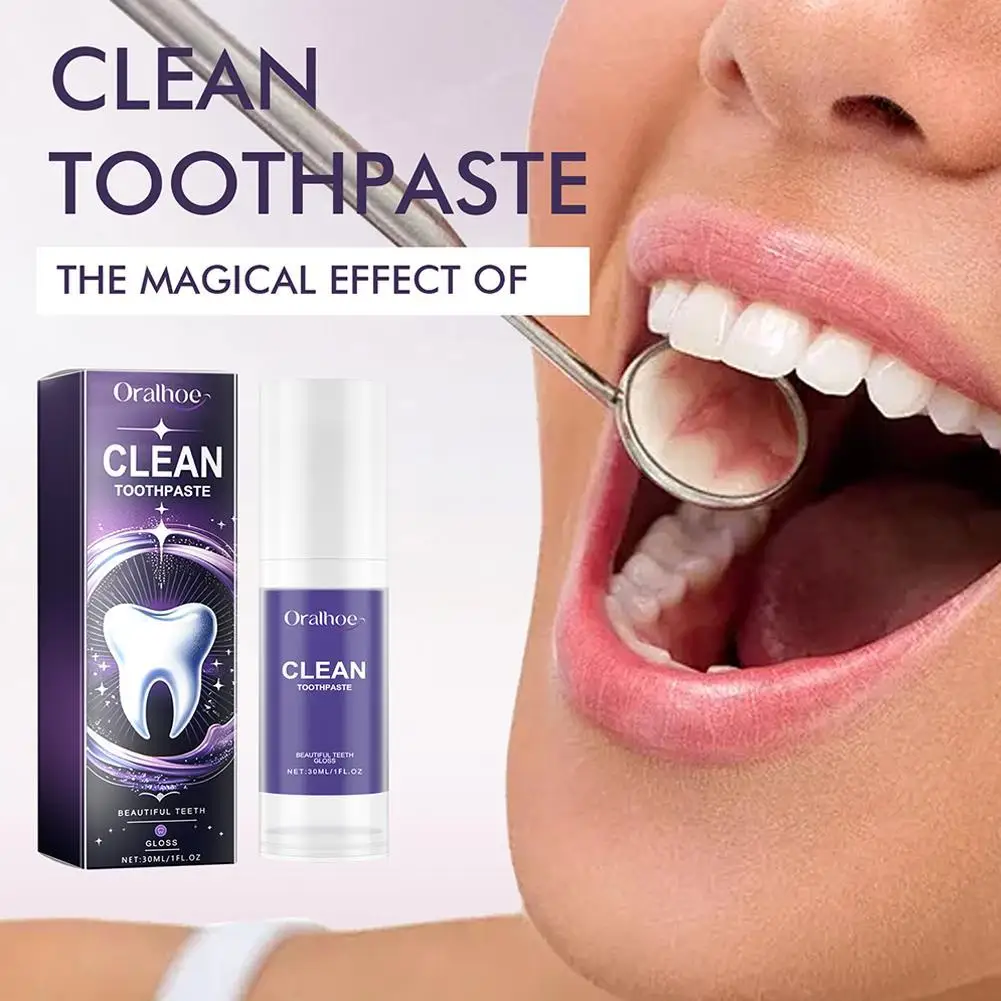 

Purple Whitening Toothpaste Remove Stains Reduce Yellowing Care For Teeth Gums Fresh Breath Brightening Teeth 30ml