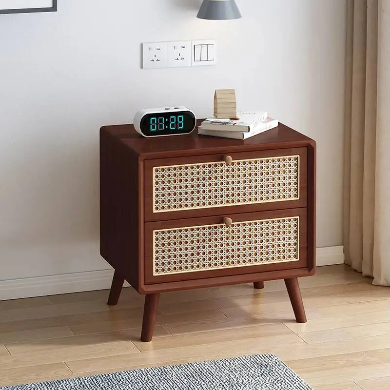 Cheap Low Rattan Nightstands Bedroom Mark Cheap Makeup Wooden Storage Nightstands Mini Floor Modern Muebles Furniture SY50BC
