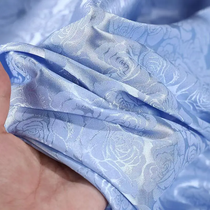400X150CM Rose Jacquard Silk Satin Fabric Traditional Hanfu Dress Skirt Ethnic Embroidered Textile for Pajamas Costume Material