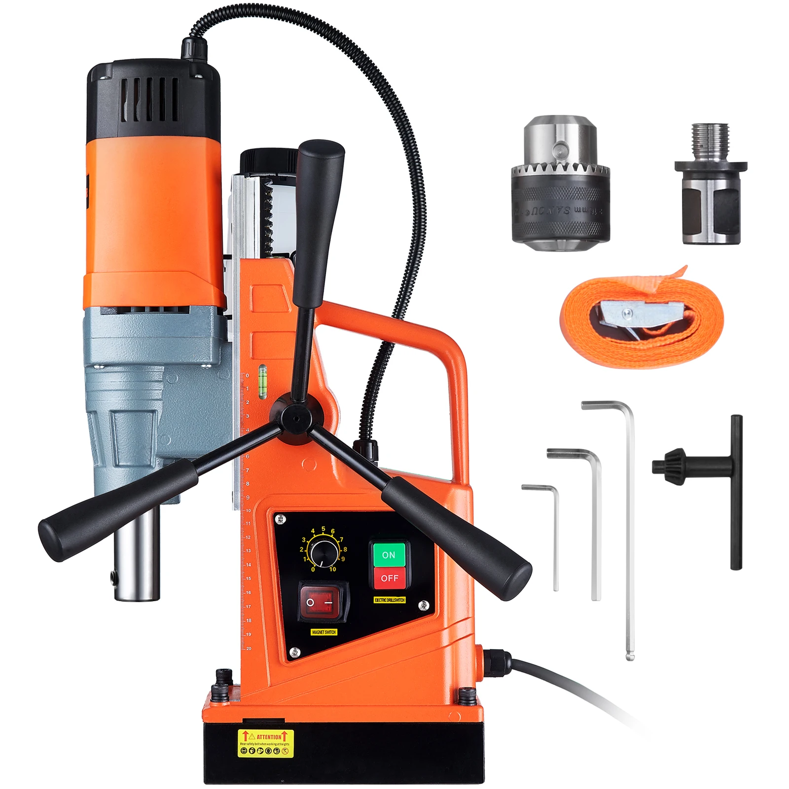 VEVOR-Furadeira Magnética Portátil, Elétrica Mag Drill Press, Velocidade Variável, Máquina de Perfuração, 1550W, 2 "Diâmetro chato, 13000N, 500 RPM