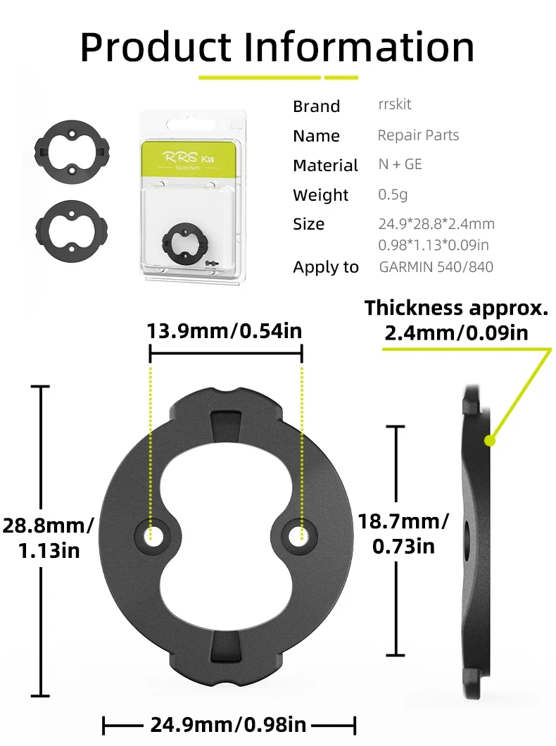 RRSKit Fahrradcomputer-Rückbasis-Reparatur-Ersatzteile, ultraleichter Ersatz-Sicherungsring-Adapter, geeignet für Garmin 540/840 – Detail 2