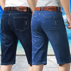 Summer Men business Denim Shorts Thin Straight Casual Short Jeans Male office Brand Clothing Black Blue short pants