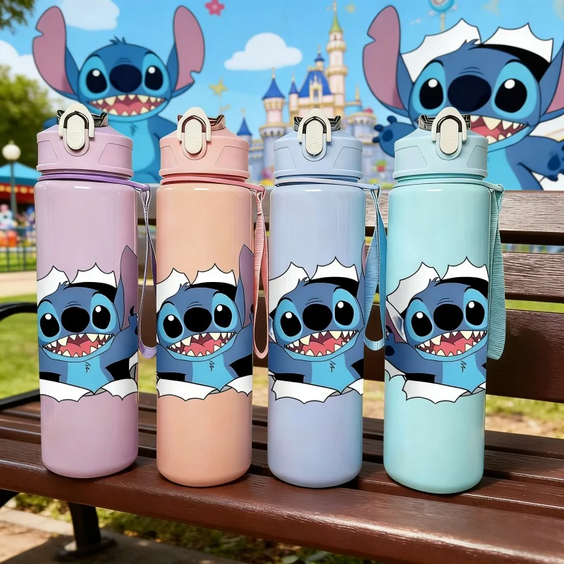 

Бутылки с водой из коллекции мультфильмов Disney Stitch с 3D принтом: милый мультяшный дизайн, герметичные, идеально подходят для фанатов Диснея, взрослых, детей
