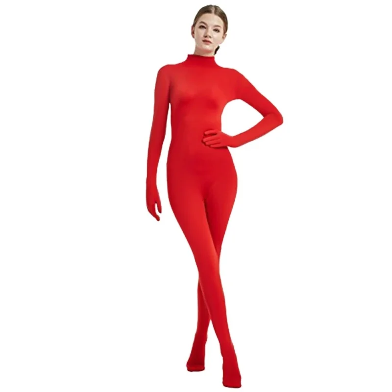 大人と子供のためのタイトフィットステージパフォーマンス無地ジャンプスーツコスチューム