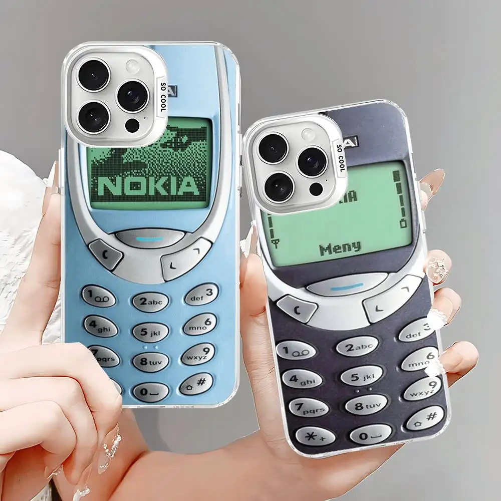 

Retro N-Nokiaes Phone Case Color Silver Shell For IPhone 17 16 15 14 13 12 11 Pro Max Plus