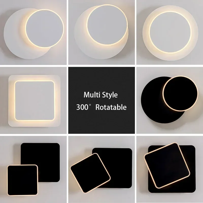 Applique Murale LED Rotative au Design Nordique Moderne, Luminaire Décoratif d'Nik, Idéal pour une Chambre à Coucher, une Salle à Manger, un Couloir, des Escaliers