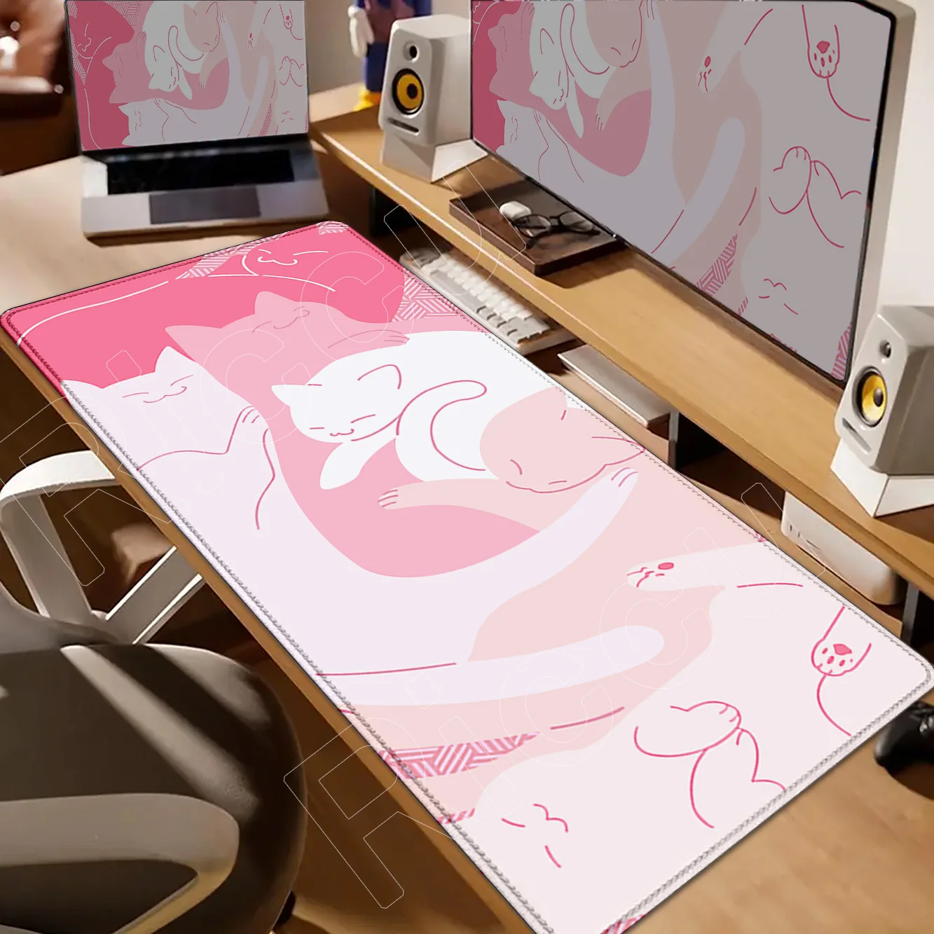 

Funny Cartoon Black Cat Mouse Pad Cute Cat Computer XXL Mausepad Company Desk Pad 800X400mm Large Kawaii Game Office Accessories