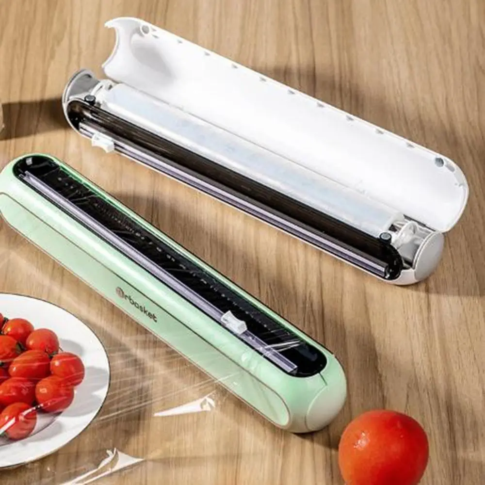 Wall Mounted Magnetic Cling Film Cutter Two-way Sliding Smoothly Cutting Plastic Wrap Cutter Divider Safe Adjustable