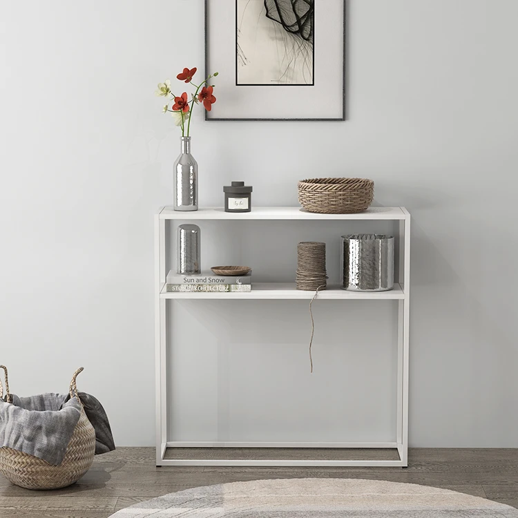 Industrial Metal Console Table for Living Room Sofa Side Hallway Entryway Narrow Storage Table Modern Home Decor Furniture