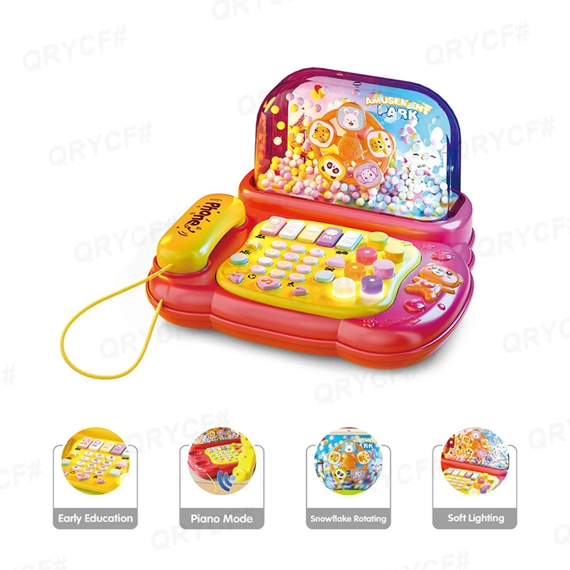 Baby Musical Phone Toys Snowflake Toddler Interactive Learning Toy Lights Cat Telephone Story Early Education Montessori Gift