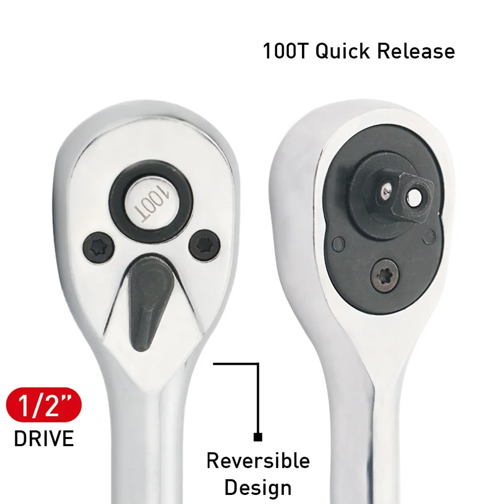 100 Teeth Ratchet Handle Wrench Quick Release Narrow Place Toughbuilt Mechanical Multitool Tools Ratchet 1/2“ Drive Ratchet