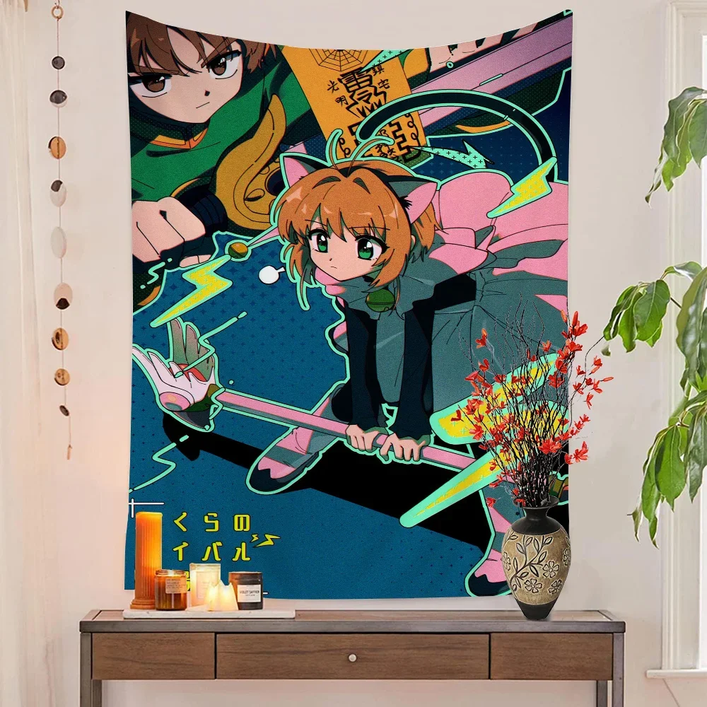Cardcaptor Sakura Cartoon Tapestry Bohemian Wall Tapestries Mandala Wall Hanging Sheets