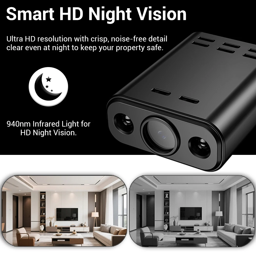 5MP WIFI Mini Camera HD Built-in Battery Human Tracking IP Remote Monitoring Camcorders IR Night Vision Body Protable Camera