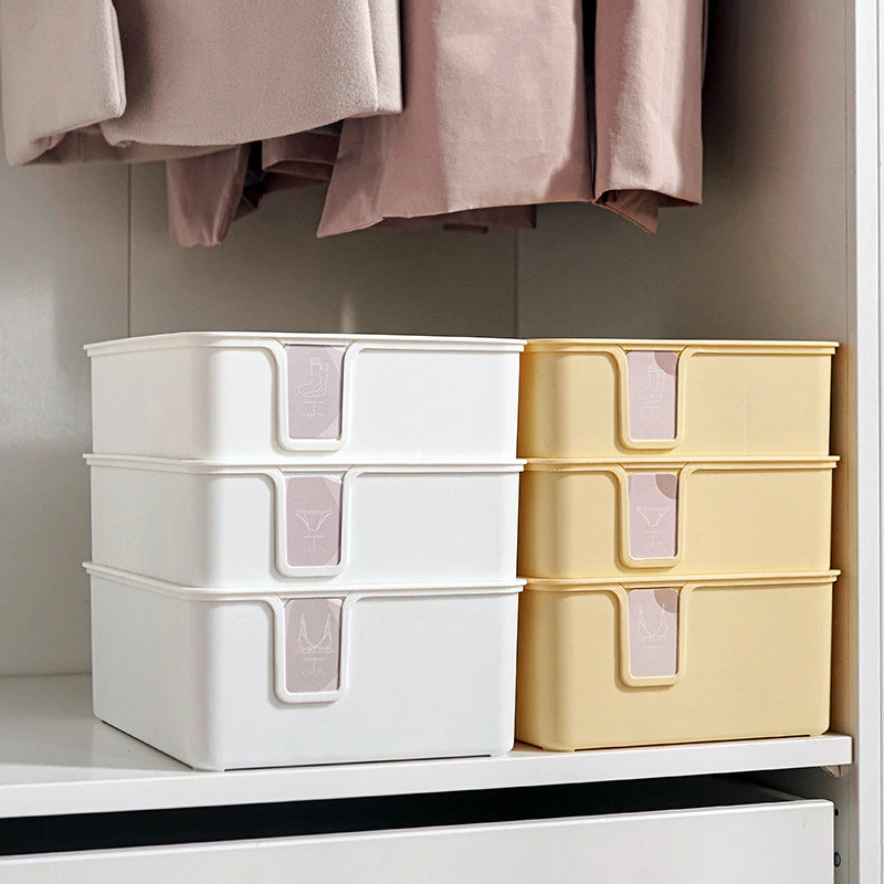 1/10/15 Grid Plastic Underwear Storage Box with Dust-Proof Lid Socks Bra Closet Drawer Organizer Container for Wardrobe Bedroom