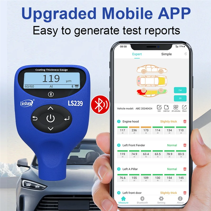 

ABZV-Professional Car Paint Tester LS239 Coating Thickness Gauge 0.0-5000Μm Upgrade High Precision Paint Meter