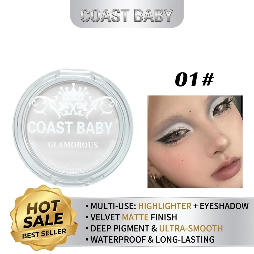 Beige White Highlighter Powder Palette Single Matte Face Brighten Contour Makeup High Gloss Eyeshadow Lying Silkworm Rouge 1pcs