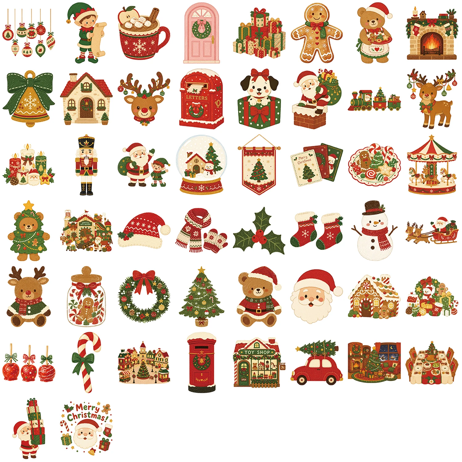 50 Stück Kawaii Cartoon Weihnachten Kunst ästhetische Aufkleber Pack für Kinder Spielzeug Tagebuch Laptop Scrapbook Dekoration Graffiti Aufkleber – Detail 15