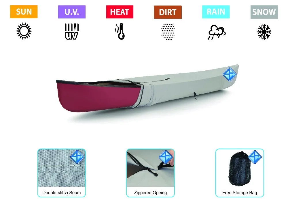 Marine Grade Durable 300D/600D Polyester Waterproof And UV Resistant Protection Canoe/kayak Boat Cover