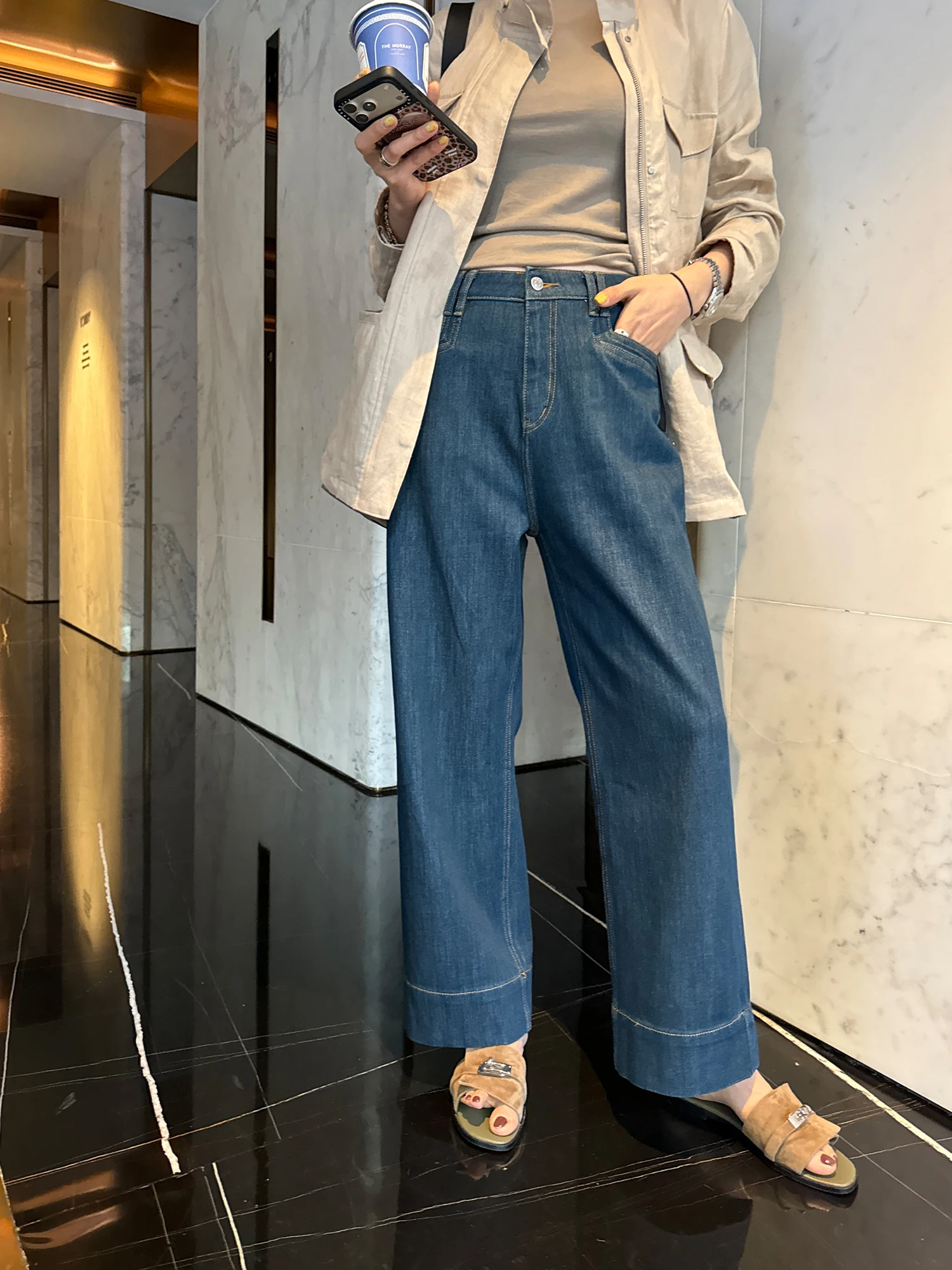 

Loose Fit Straight Leg Jeans Women's Casual Cotton Stretch Denim Spring Seasonal Fashion Korean Style Lazy Style Hoof