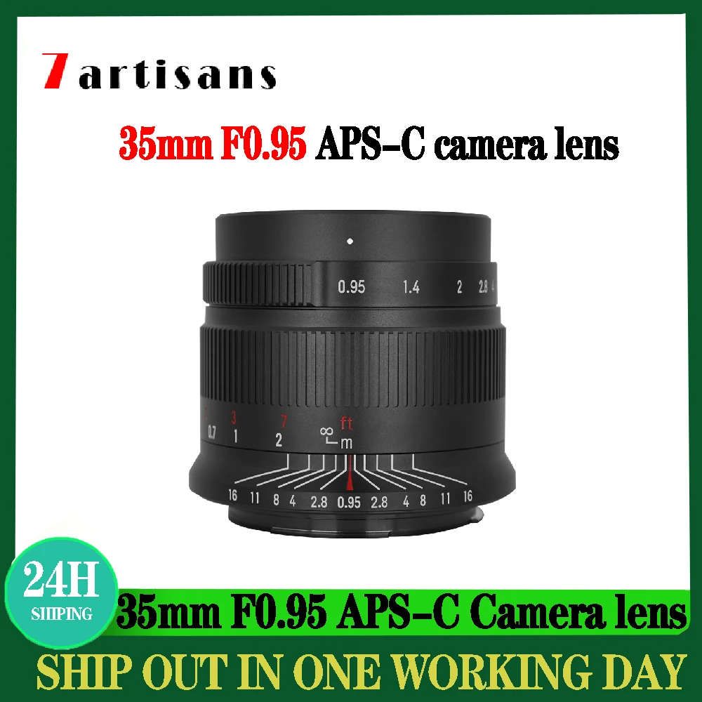 7artisans 35mm F0.95 APS-C Large Aperture Portrait Lens for Sony E A6600 Fuji FX Canon EF-M/RF M6 Nikon Z Z9 M4/3 Mount Cameras