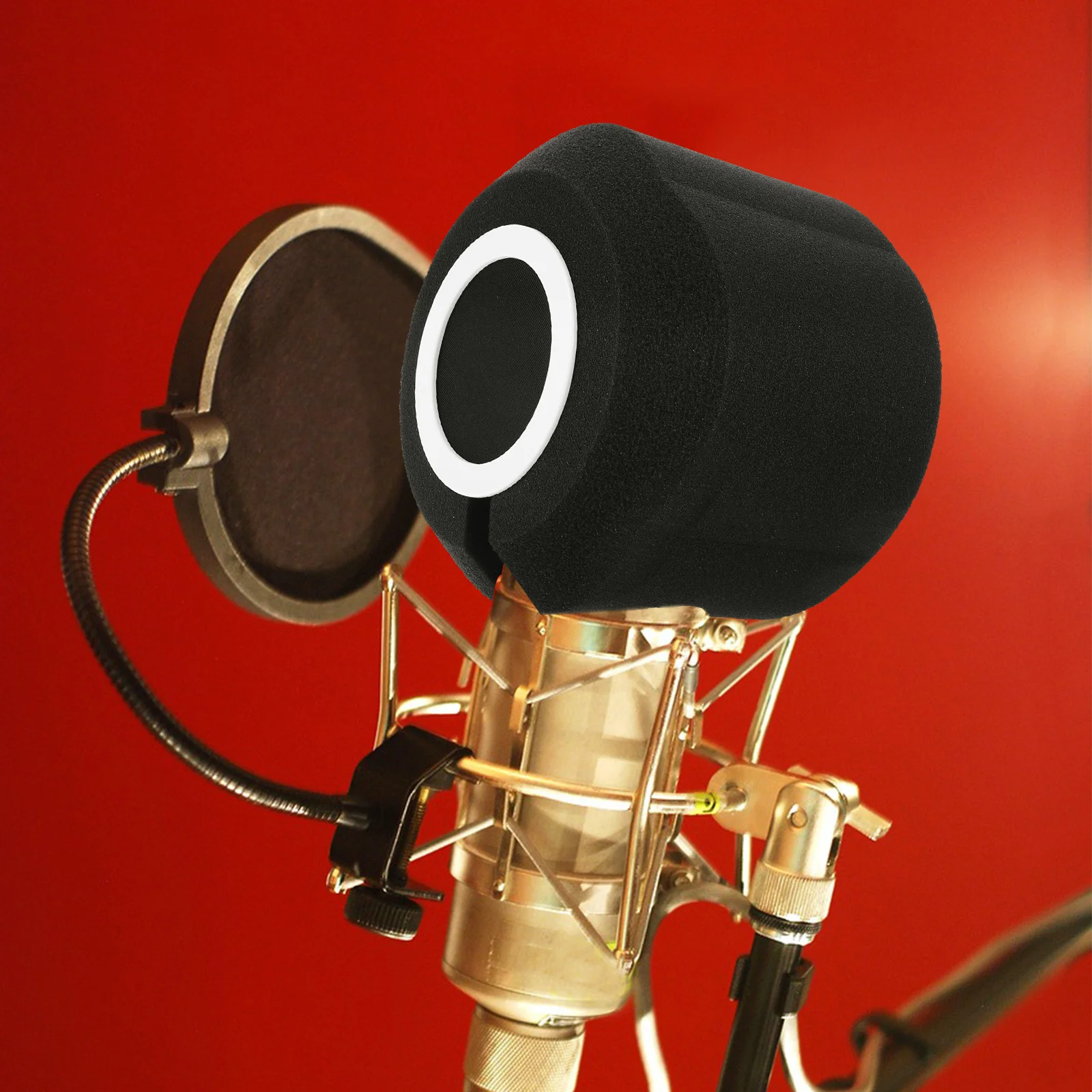 

Microphone Pop Filter Sponge Windshield Isolation Shield Acoustic Sound Absorbing Cover for Live Streaming Recording Mic Noise