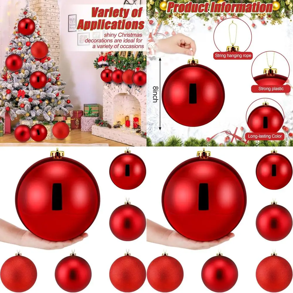 

6 упаковок очень больших 8 небьющихся рождественских шаров - огромные пластиковые елочные украшения для праздничного декора