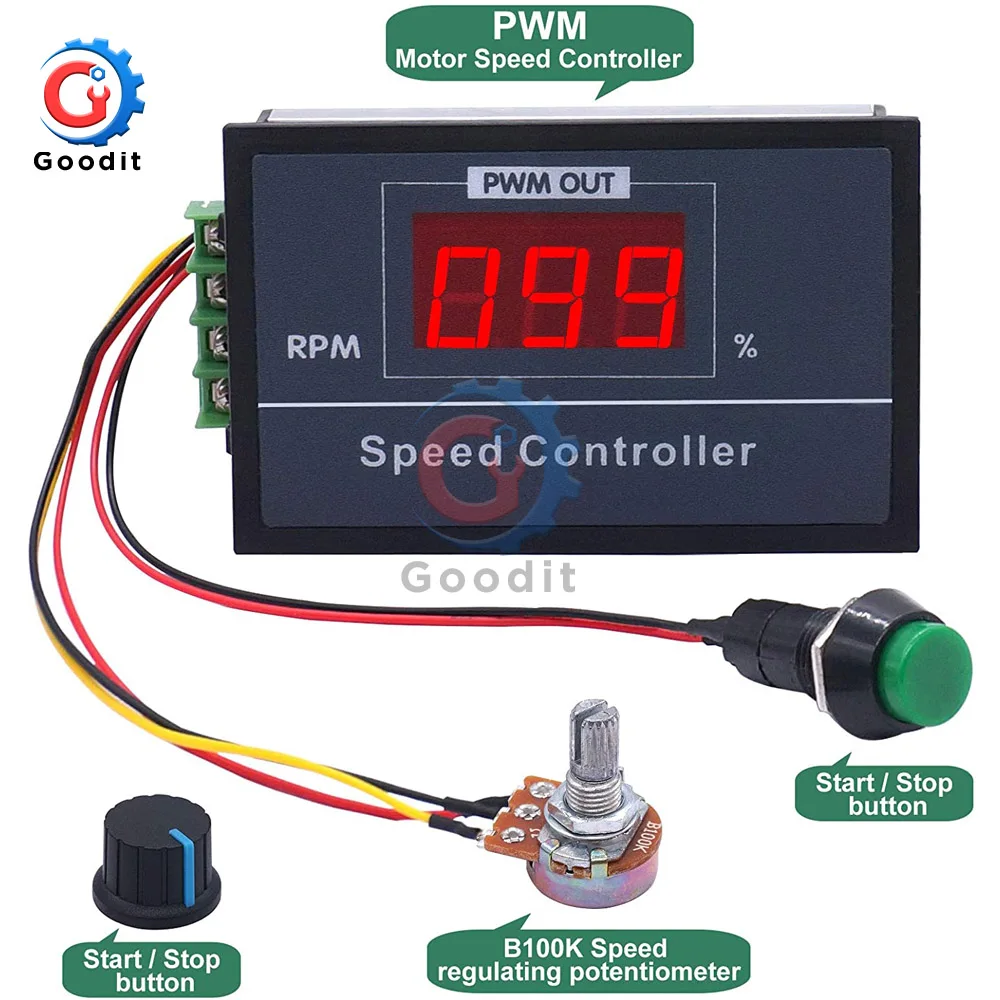 

PWM DC motor speed controller, 30A PWM speed adjustable stepless regulatorMotor forward and reverse switch start/stop switch