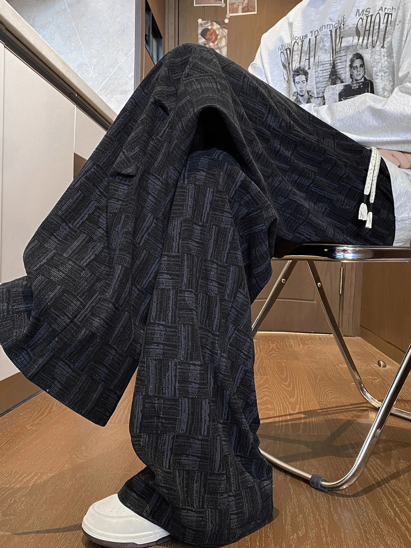 

Мужские повседневные брюки в стиле пэчворк с эффектом тай-дай, свободные прямые спортивные брюки для весны и осени, модные широкие брюки Haome