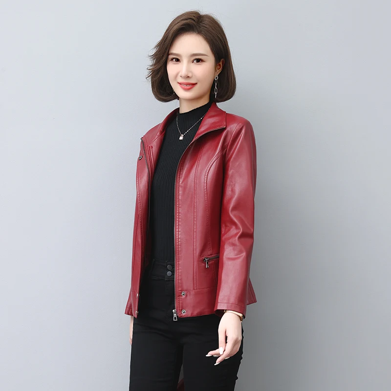 เสื้อโค้ทหนังแท้ Haining สำหรับผู้หญิง รุ่น ort Sle 2025 ฤดูใบไม้ผลิ/ฤดูใบไม้ร่วง หนังวัวแท้ ไซส์ใหญ่ เสื้อคลุมกันหนาว