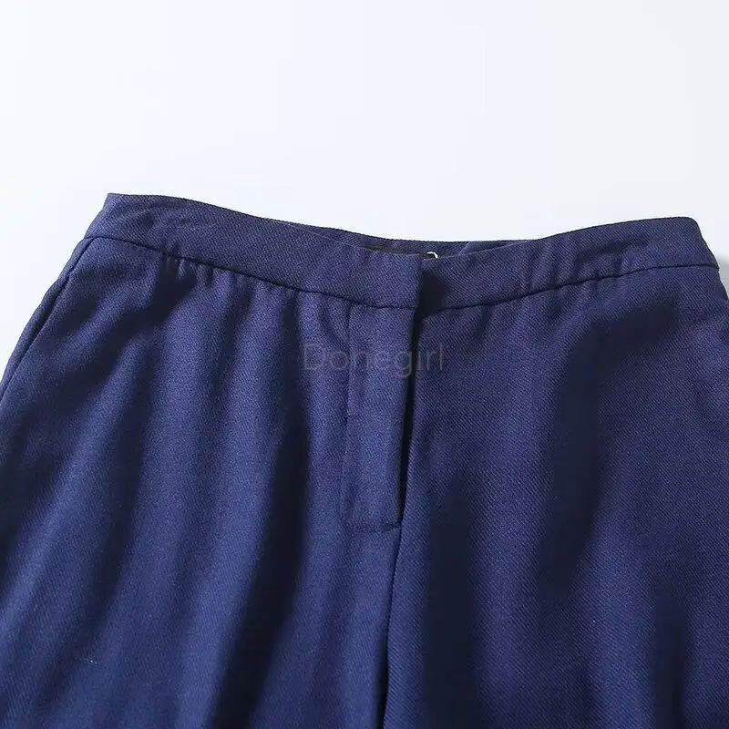 Donegirl-Calça recortada de linho monocromática feminina, simples, versátil, calça de viagem, moda feminina chique, primavera, novo, 2024