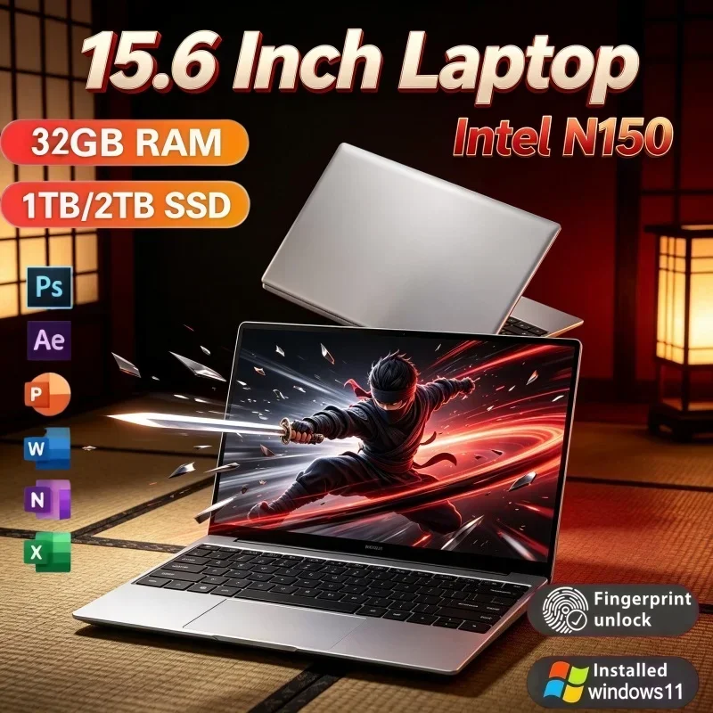 2026 Lightweight 15.6" Notebook PC Intel N150 Windows11 16GB RAM 2TB SSD Portable Laptop For Home Daily Entertainment Work