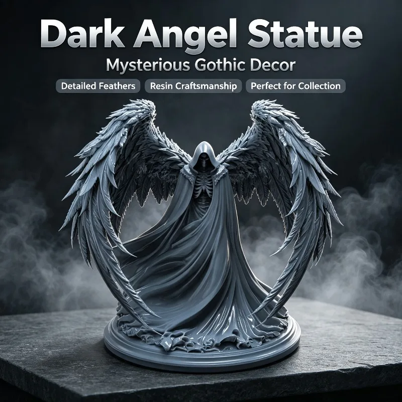 2026 New Trend Death Angel Shadow Sculpture High-Detail Dark Gothic Desk Ornament for Home Office Study Bookshelf Display