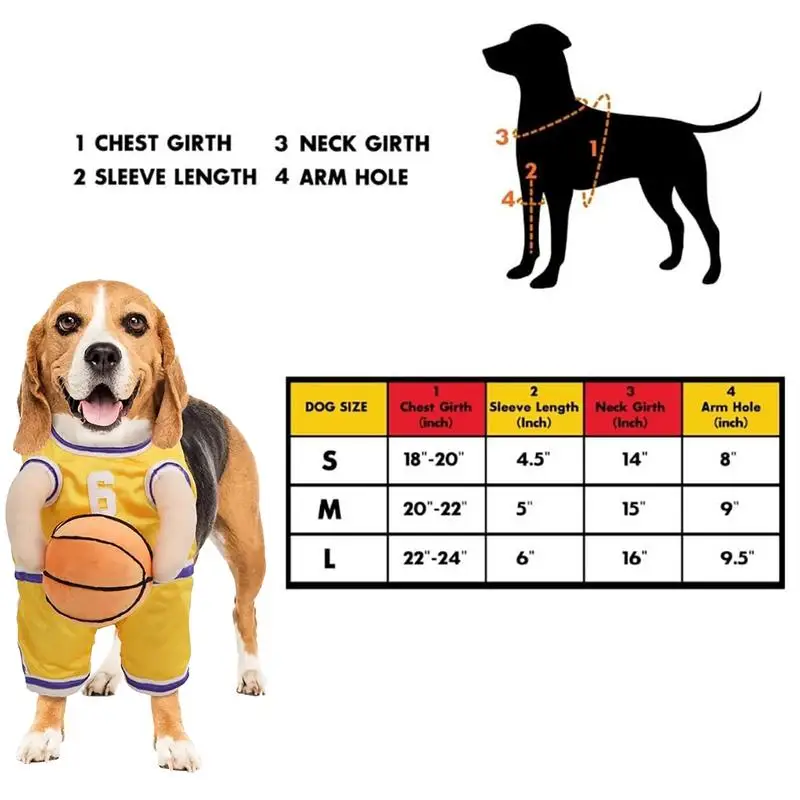 Basketball Player Pet Costume Dog Holding Basketball Clothing With Ball Breathable Halloween Cosplay Sports Clothes Medium Dog