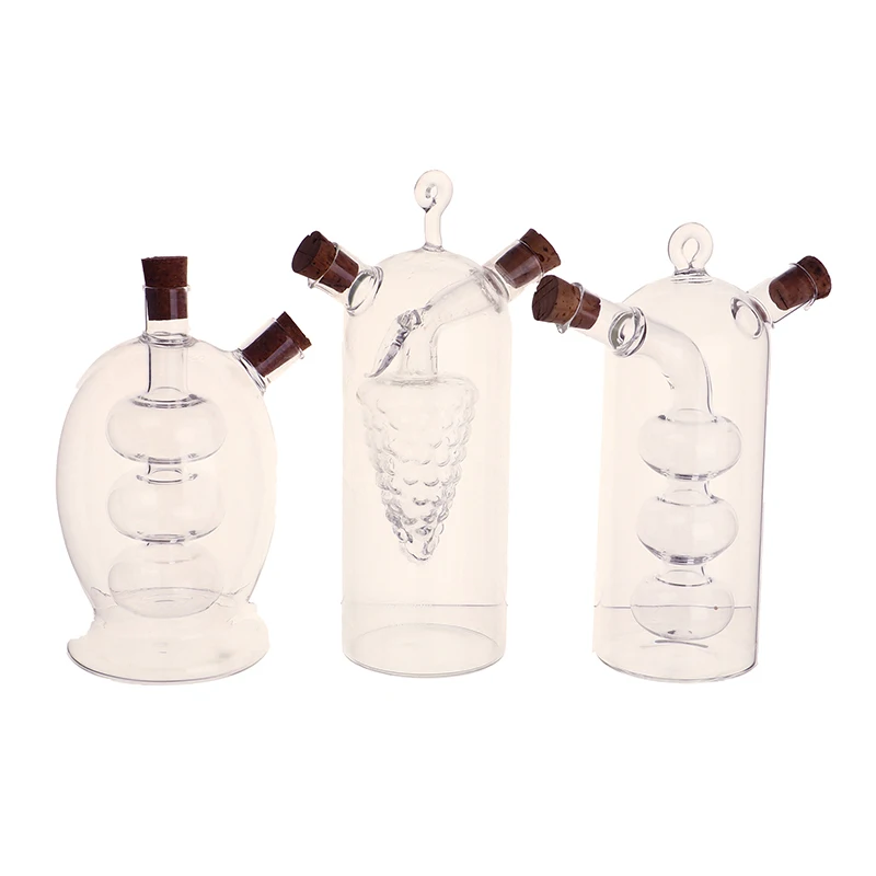 1Pc 2-in-1 Double Layer Bottle Sauce Oil Vinegar Glass Bottle Condiment Sealed Kitchen Storage Bottles Jars Kitchen Tools