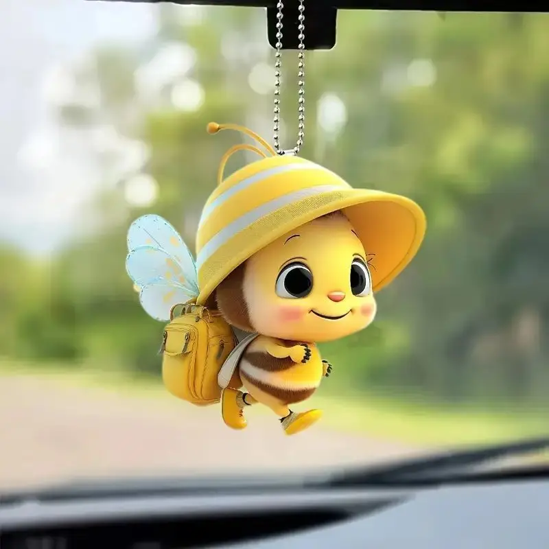 Mobile Phone Accessories in Stock, Quick Release of New Acrylic Flat Facing Cute Bumblebee Car Backpack Decoration