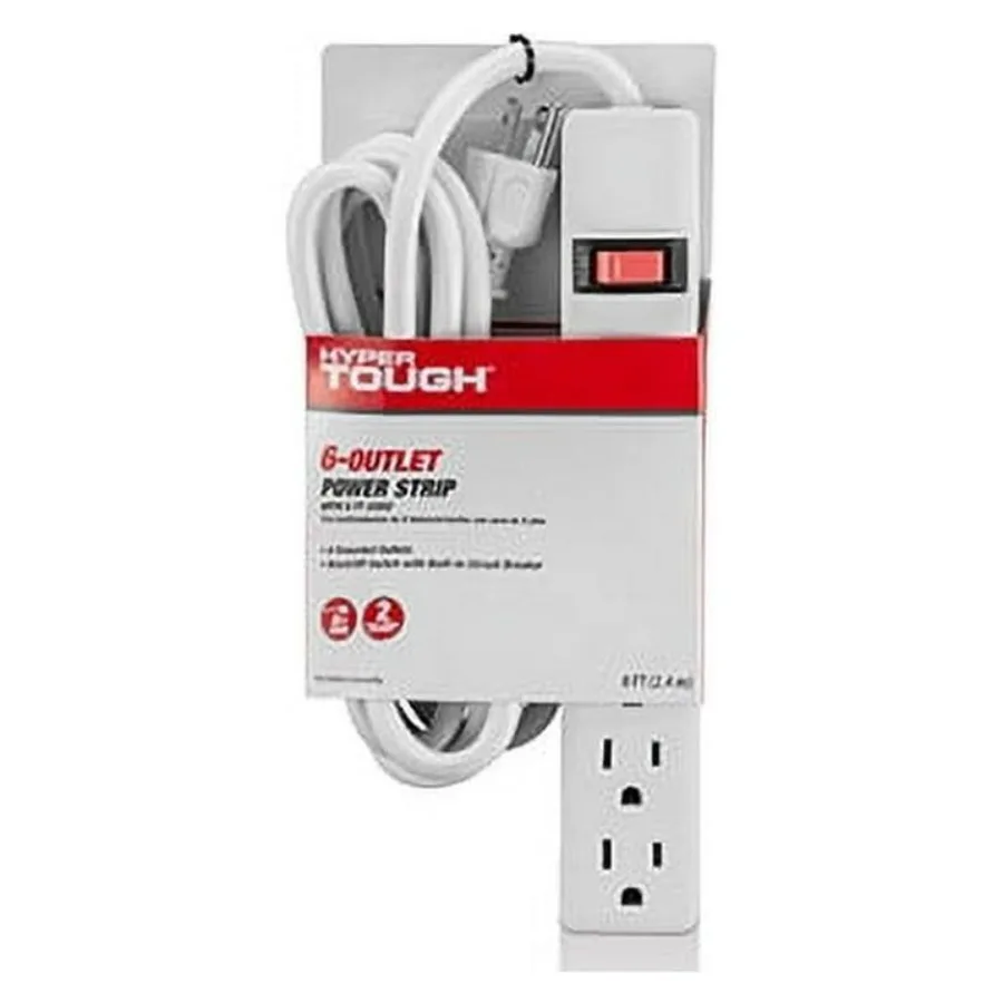 

Indoor 6Outlet Power Strip with 8ft Cord 15A 125V White