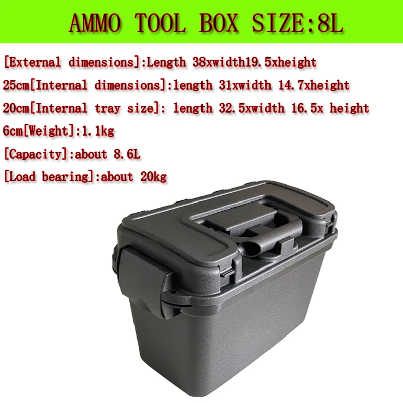 Plastic-Ammo Box Military Style Storage-Can Lightweight High Strength-Ammo Accessory Crate Storage-Case Tactical Bullet-Box