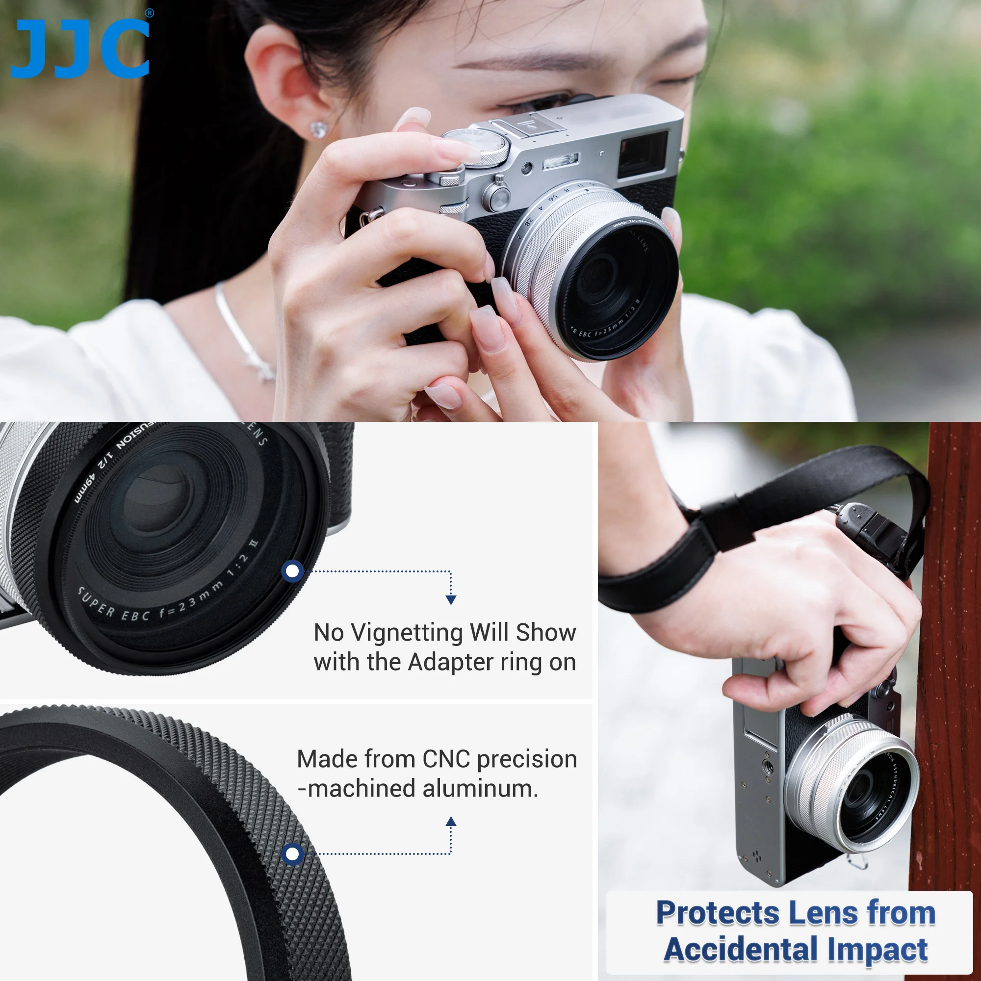 JJC Lens Filter Adapter Ring for Fujifilm X100VI X100V X100F X100T X100S X100 X70 fit 49mm Filter Replace Fujifilm AR-X100