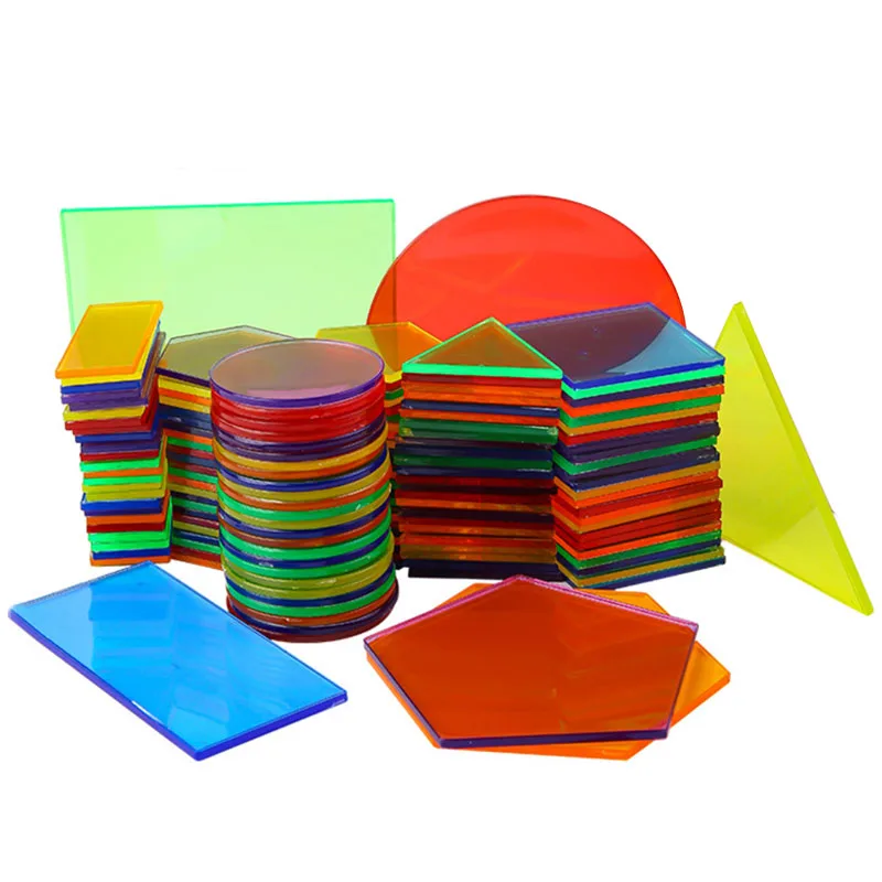Montessori Translucent Geometric Puzzle Kids Toys Rainbow Blocks DIY Thinking Game Sensory Education Learning Light Table Toys view 6