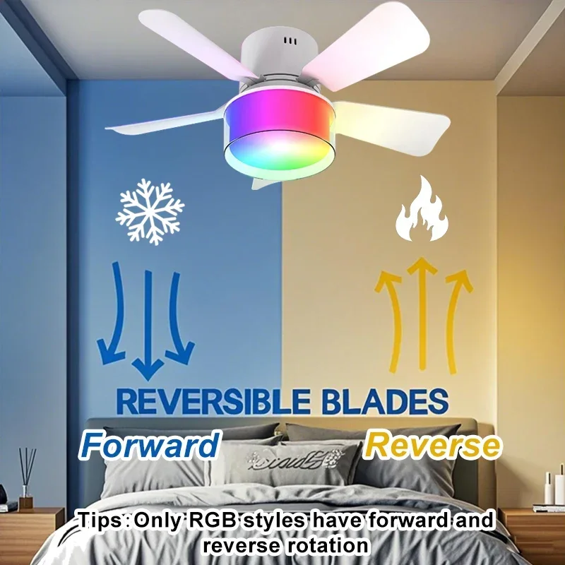 

E27 Светодиодный потолочный вентилятор RGB с регулируемой яркостью Современное потолочное крепление с дистанционным управлением Умный потолочный вентилятор Свет комнаты Кабинет Домашнее использование