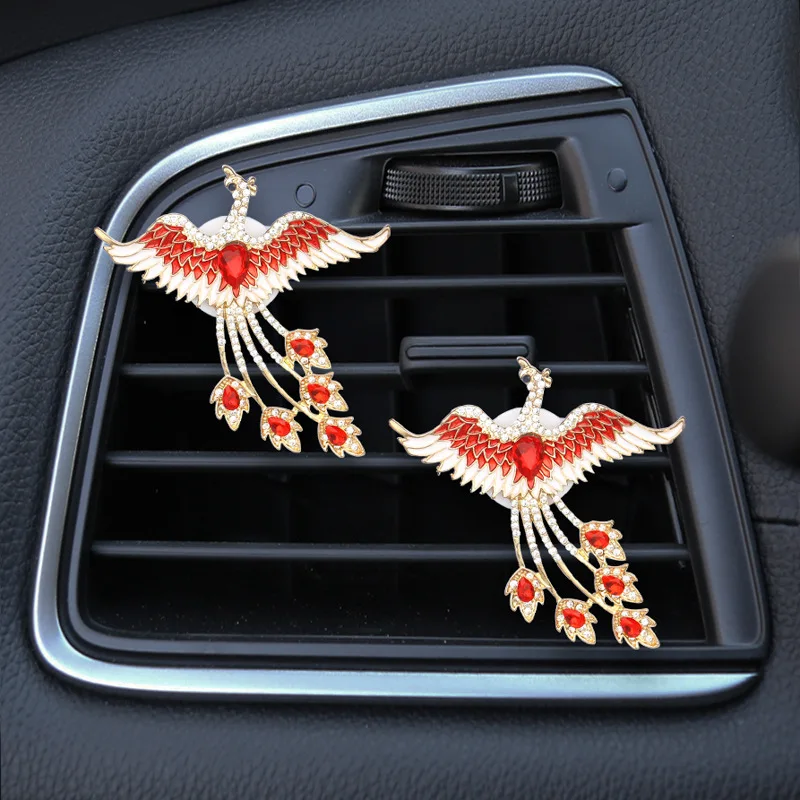 

1Pcs Chinese Style Enamel Phoenix Bird Car Aroma Diffuser Fragrance For Car Flavoring Perfume Car Smell Vent Clip Car Accessory
