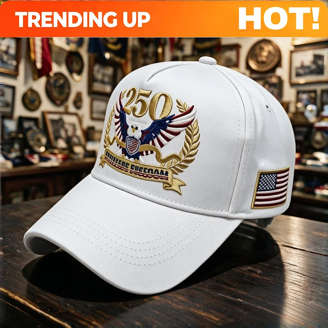 Customization American 250th Anniversary Eagle Embroidered Hat - Suitable For Both Men And Women. Adjustable. Peak Hat. Racer Ha